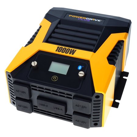 POWERDRIVE Power Inverter, Modified Sine Wave, 2,000 W Peak, 1,000 W Continuous, 4 Outlets PWD1000P